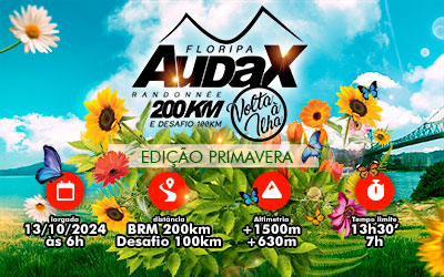 Audax Floripa Volta à Ilha – BRM 200km e Desafio 100km – Edição Primavera – 2024